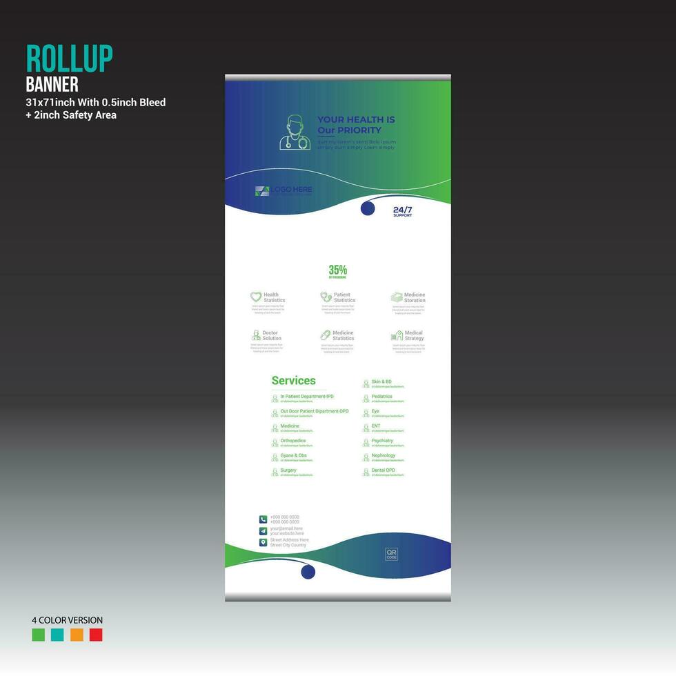 health vector roll up banner design