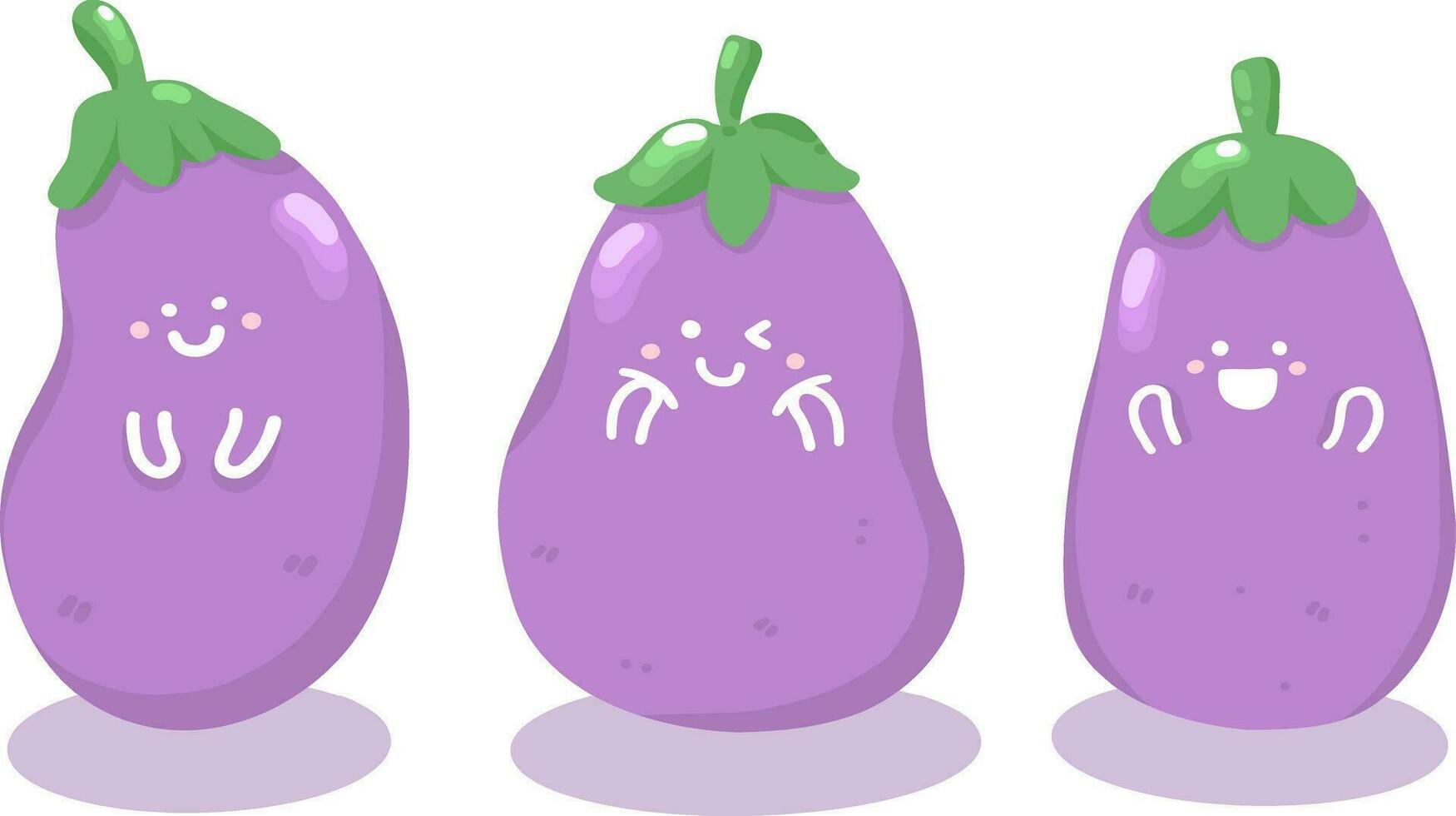 Cute Eggplant Vegetable Cartoon Character vector