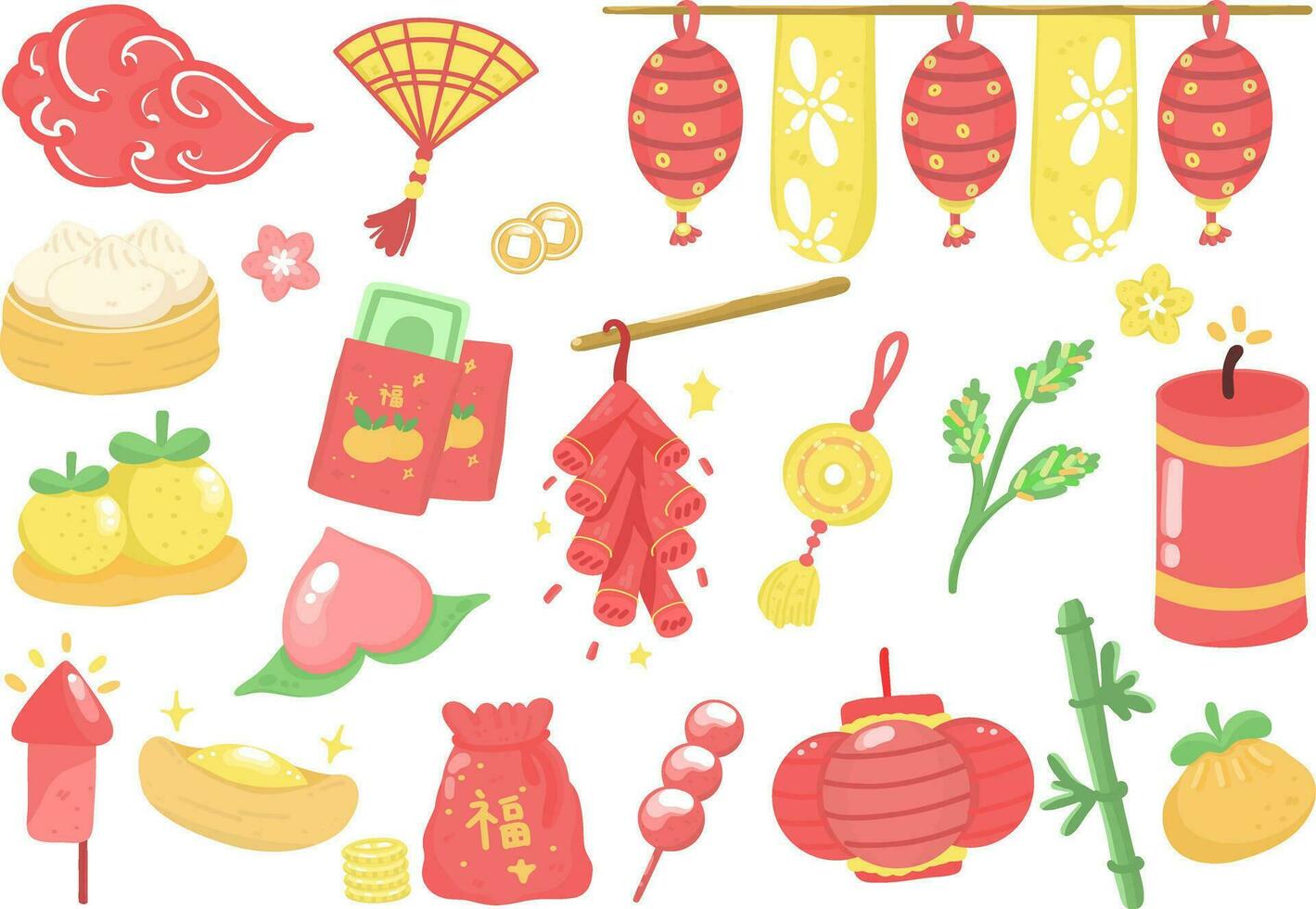 Lunar New Year, Chinese New Year, Clipart Vector Illustration