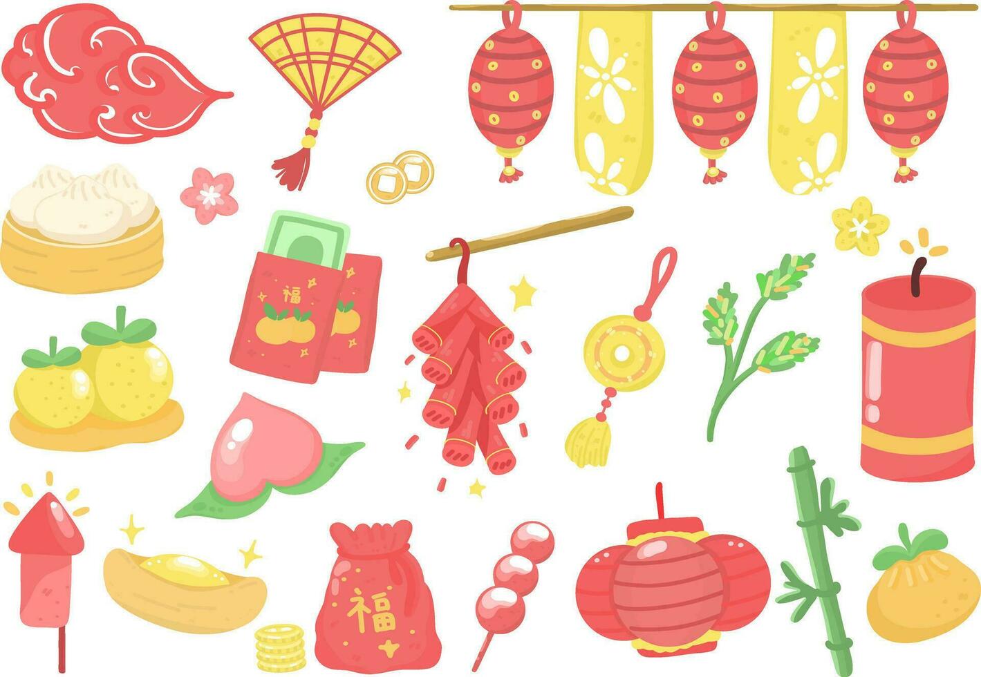 Lunar New Year, Chinese New Year, Clipart Vector Illustration