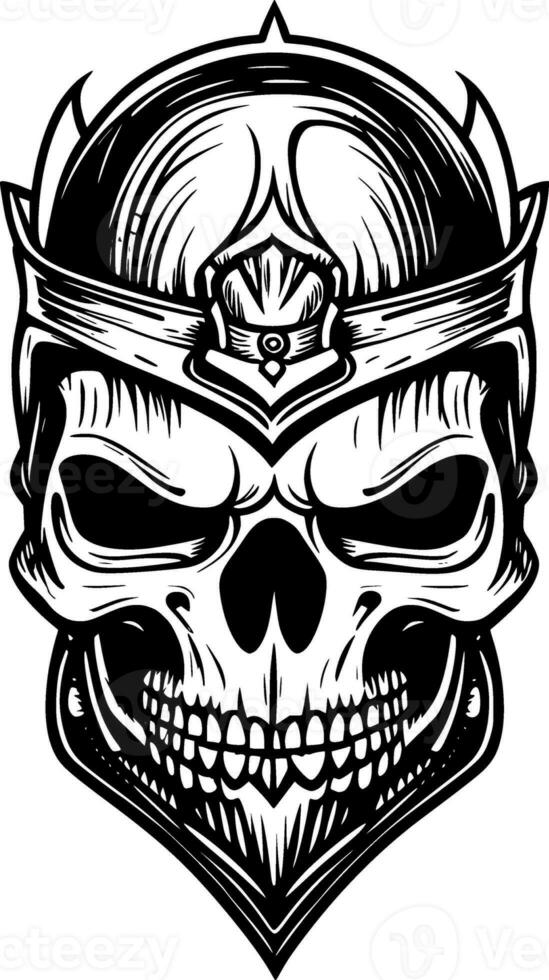 skull and crossed swords. black and white illustration isolated on background. photo