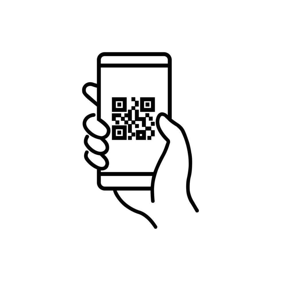 eps10 negro qr código exploración icono en teléfono inteligente aislado en blanco antecedentes vector