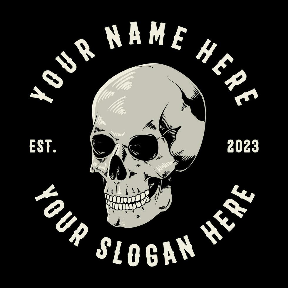 SKELETON SKULL RETRO LOGO TEMPLATE vector