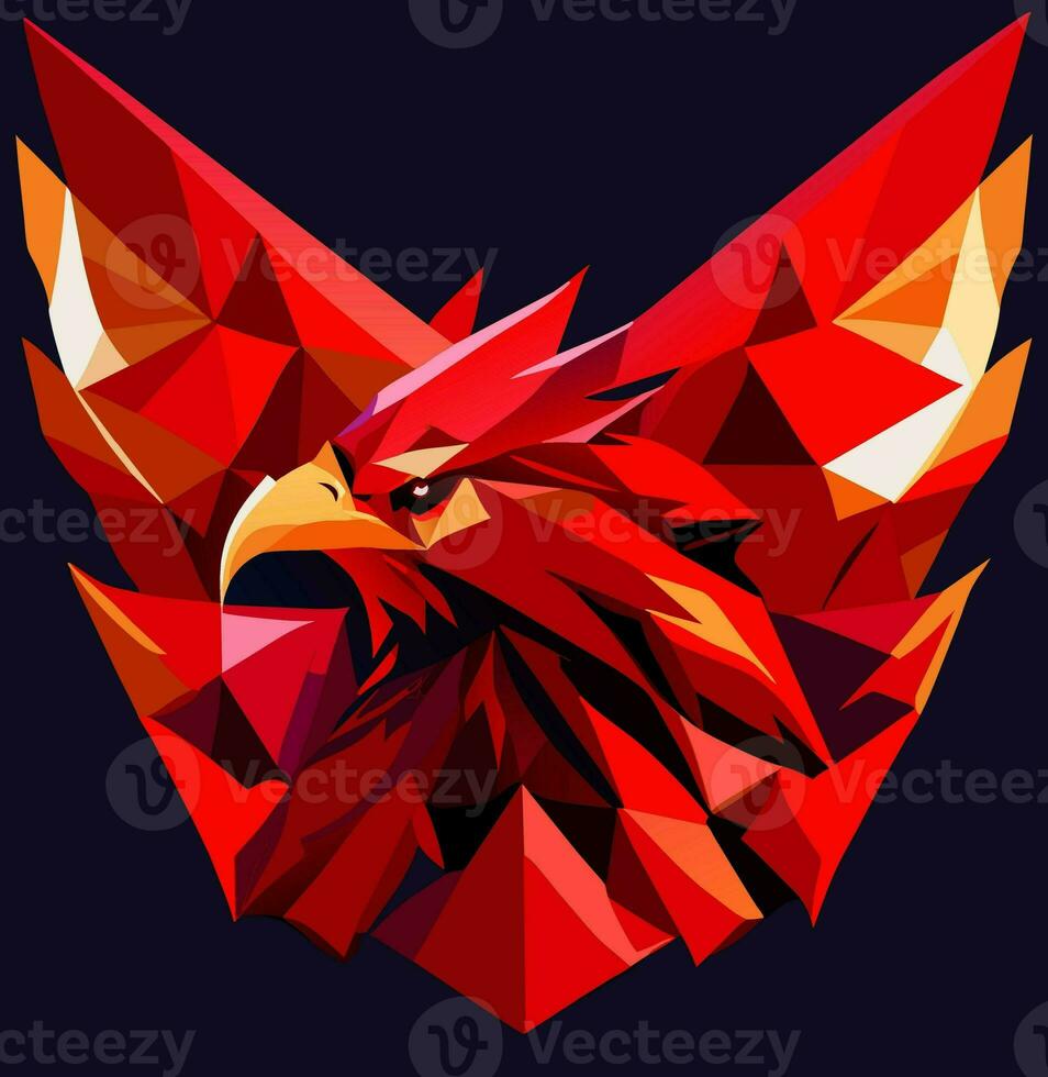 art red rooster bird design photo