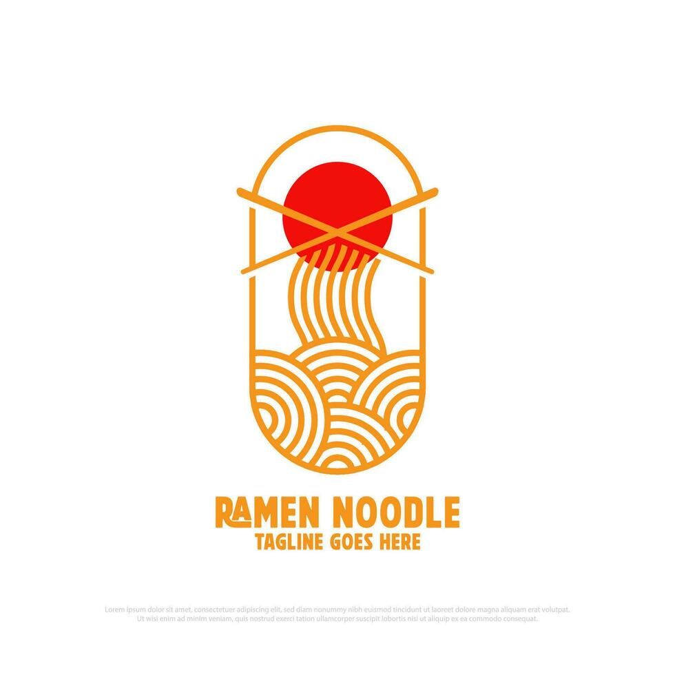 contorno pasta fideos logo diseño vector, ramen comida y bebidas logo icono vector ilustración, japonés restaurante logo idea