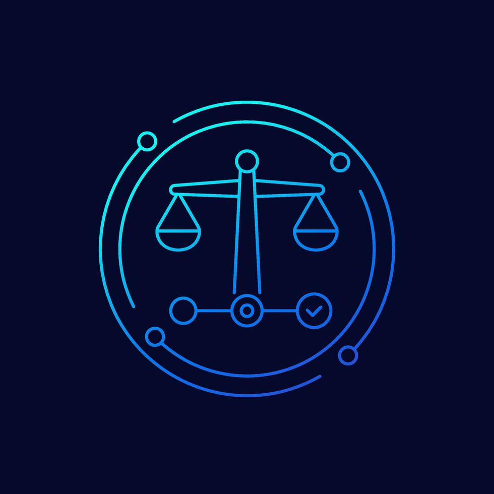 legal caso Progreso icono, lineal diseño vector