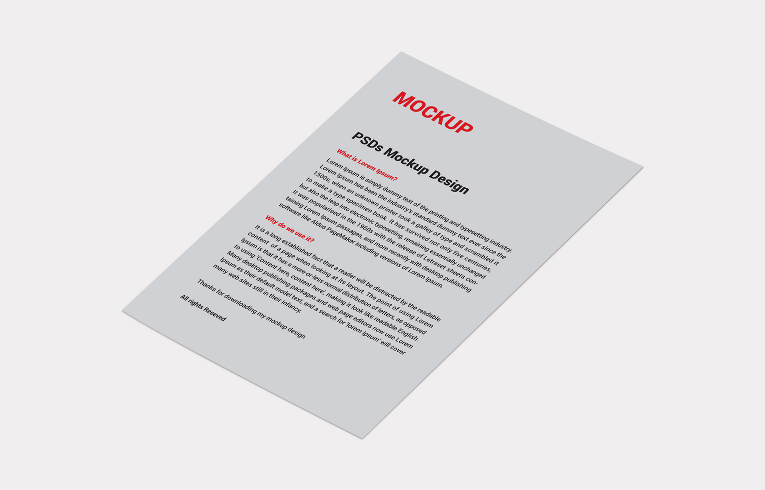 Professional Catalog, Letterhead, Flyer, Fax Cover, Invoice, Note Paper and menu free PSD mockup file for Presentation