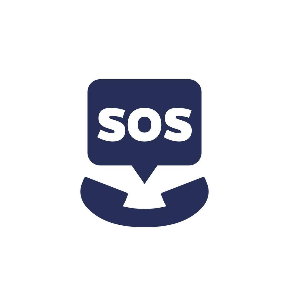 SOS signal in the phone icon, vector