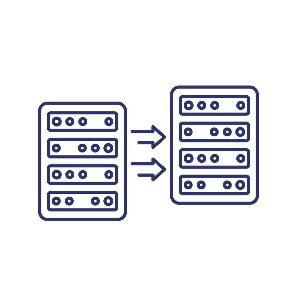 server backup, copy data line icon on white vector