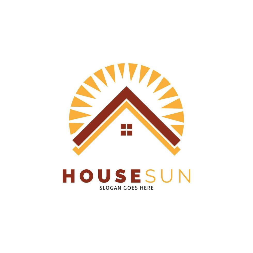 House Sun Icon Vector Logo Template Illustration Design