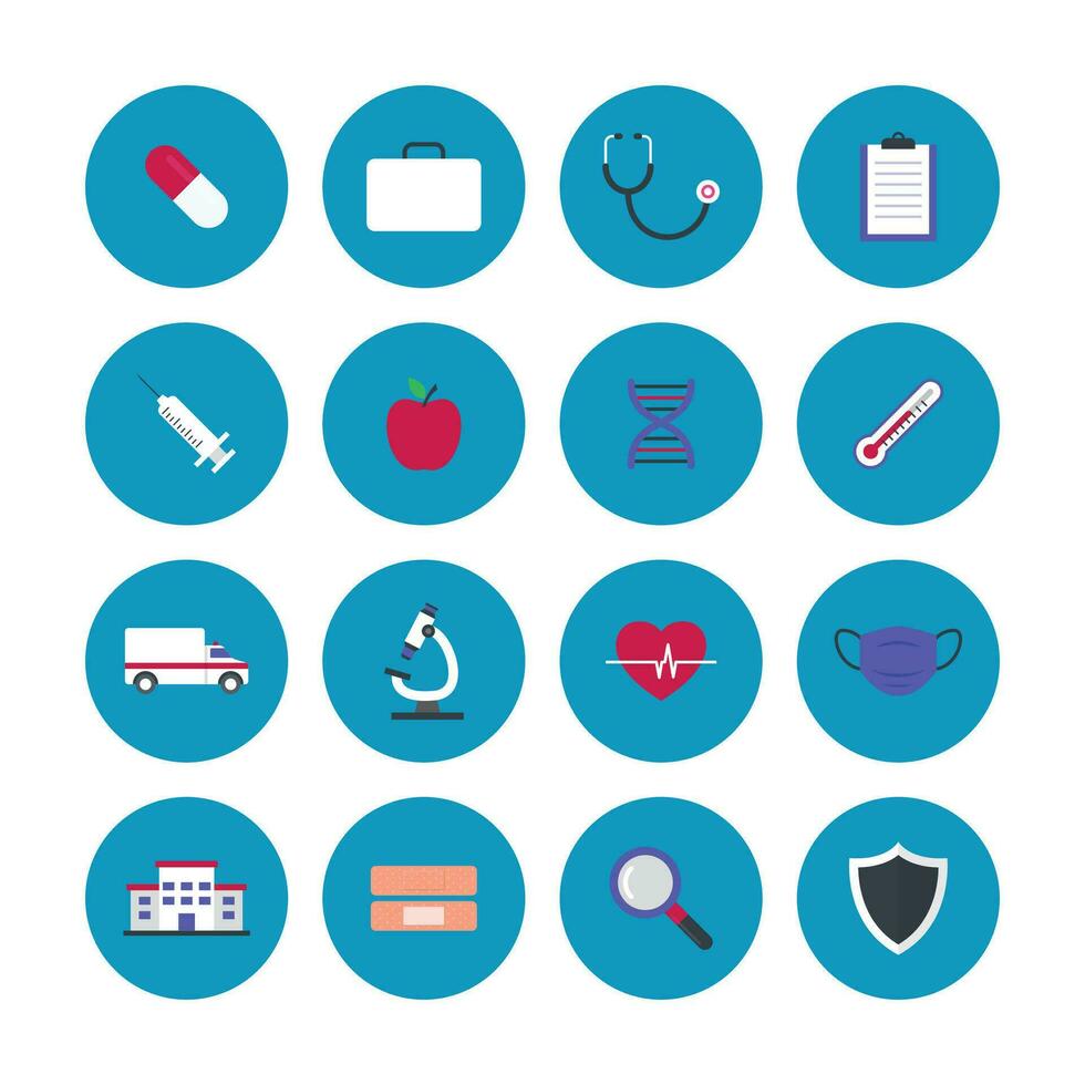Medical icon set, Healthcare icon set, flat style vector icons