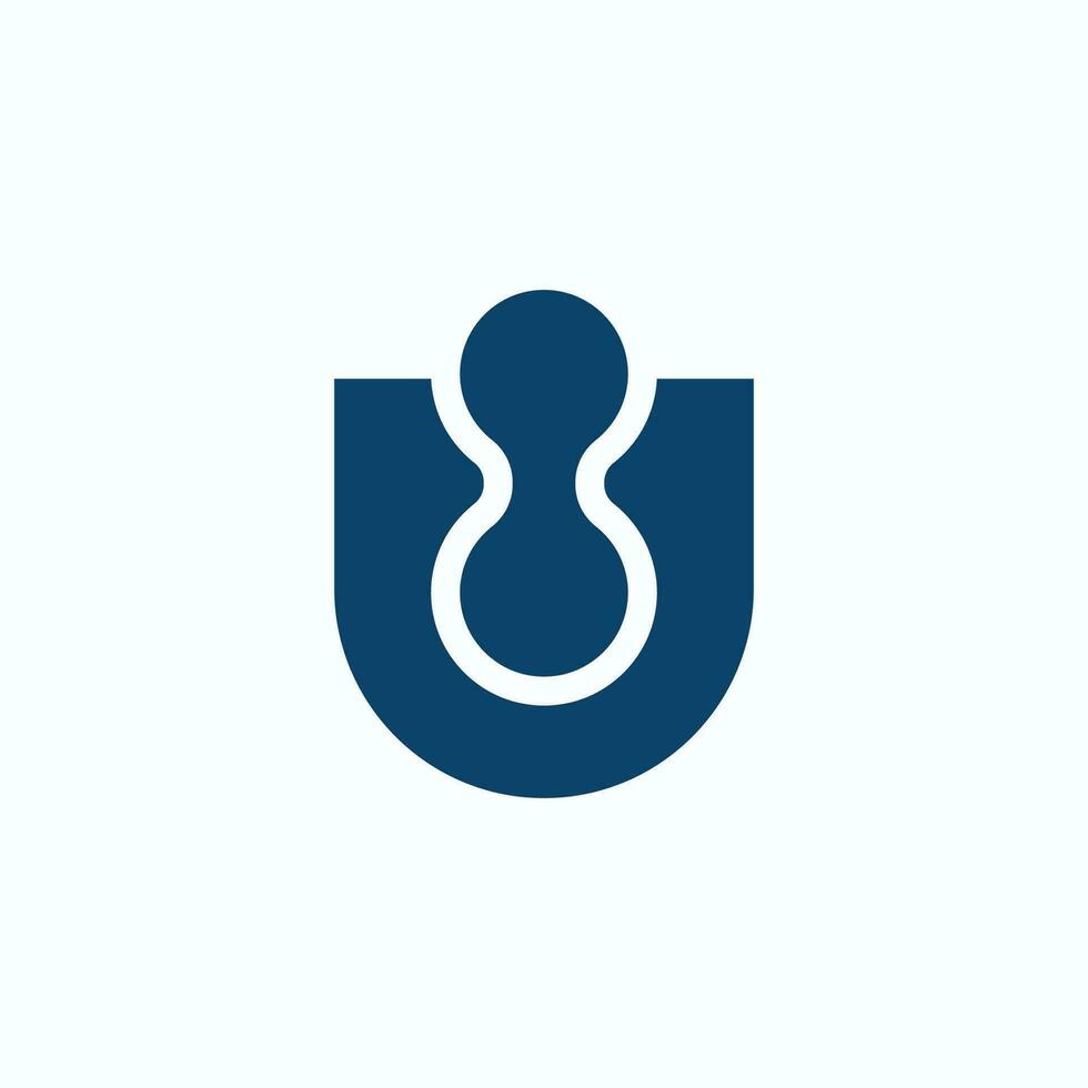 letter U logo with technology vector