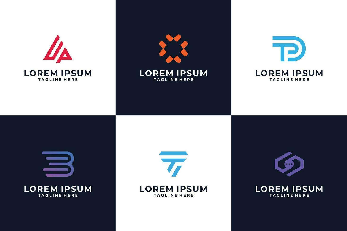 Monogram line technology logo design vector