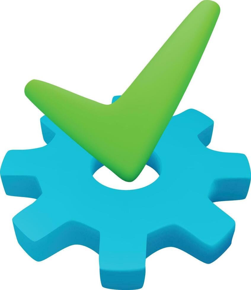 3d Easy Installation Icon. Check With Gear Icon. Easy Service Icon. vector