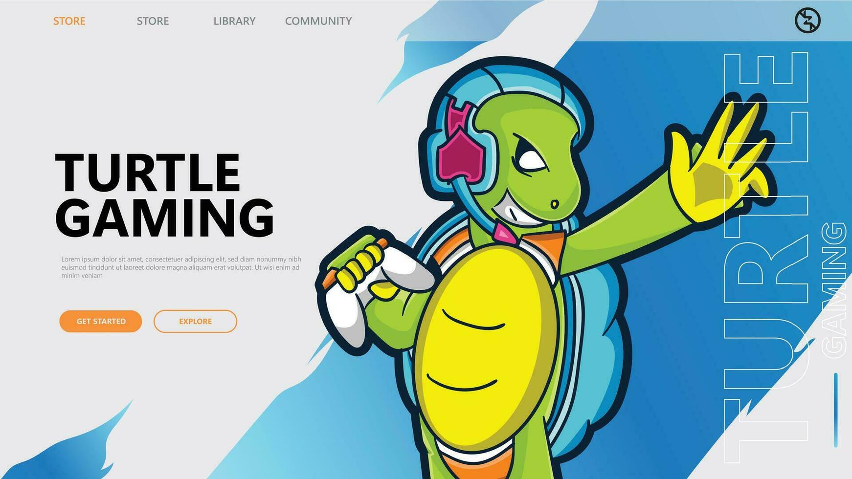 Landing Page Gaming Turtle vector