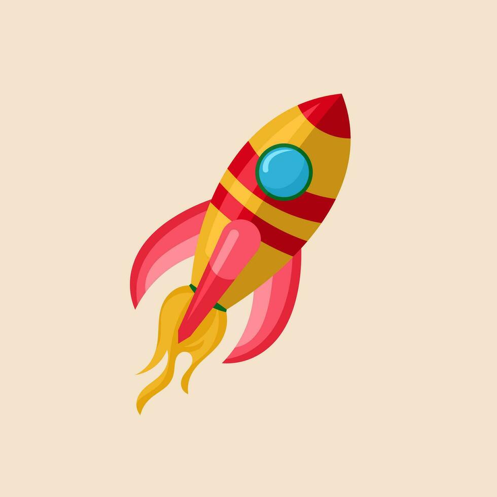cute cartoon rocket, vector isolated on white background, very suitable for children's educational books, and coloring books,