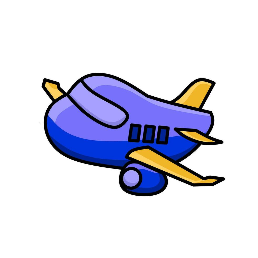 cute cartoon airplane, vector isolated on white background, very suitable for children's educational books, and coloring books,