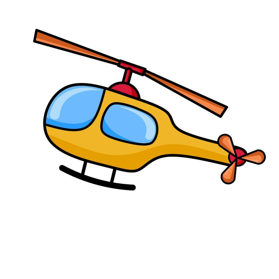 cute cartoon helicopter, vector isolated on white background, very suitable for children's educational books, and coloring books,