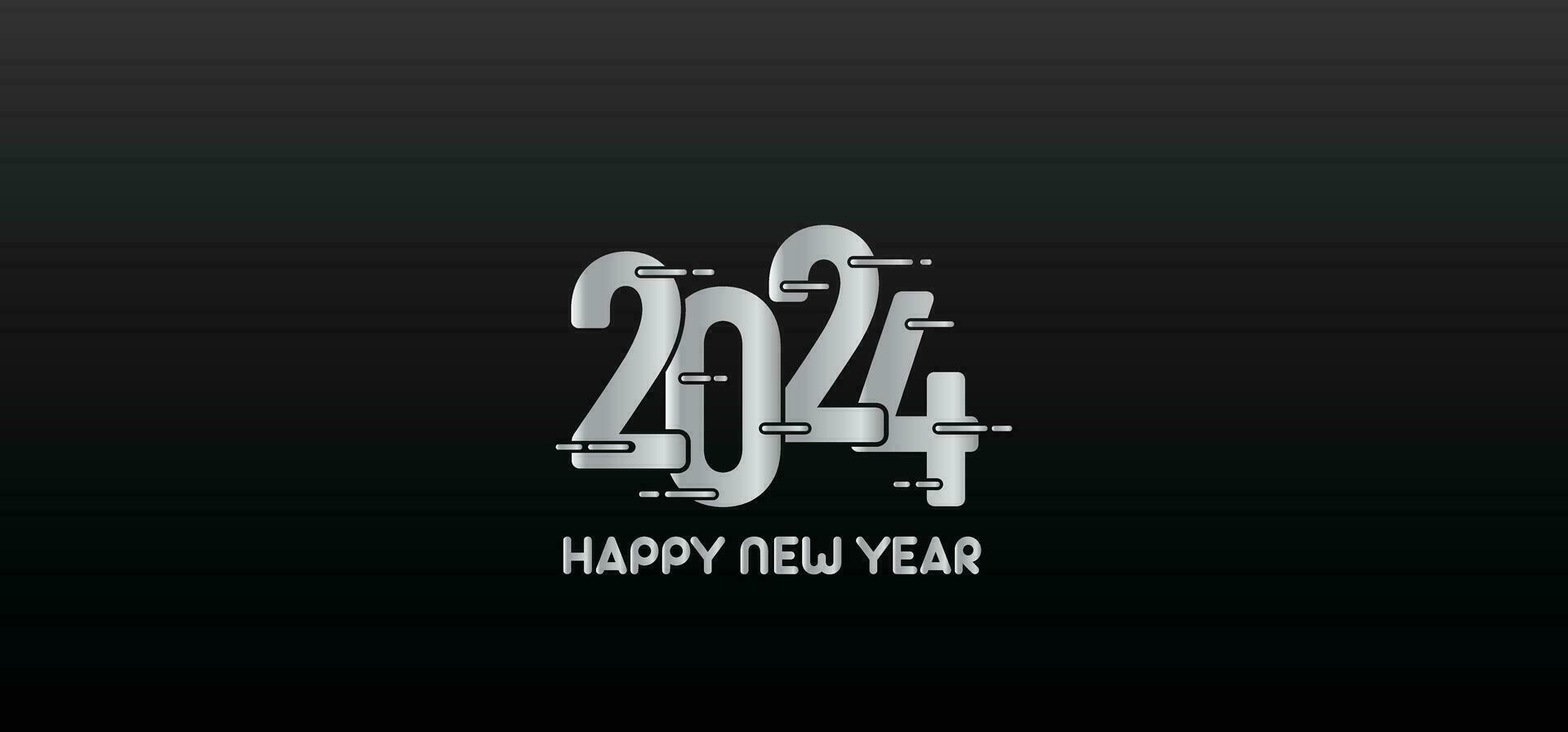 Happy New Year 2024 text effect design black background vector