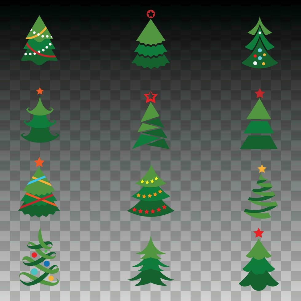 Christmas tree elements Vector Illustration Set