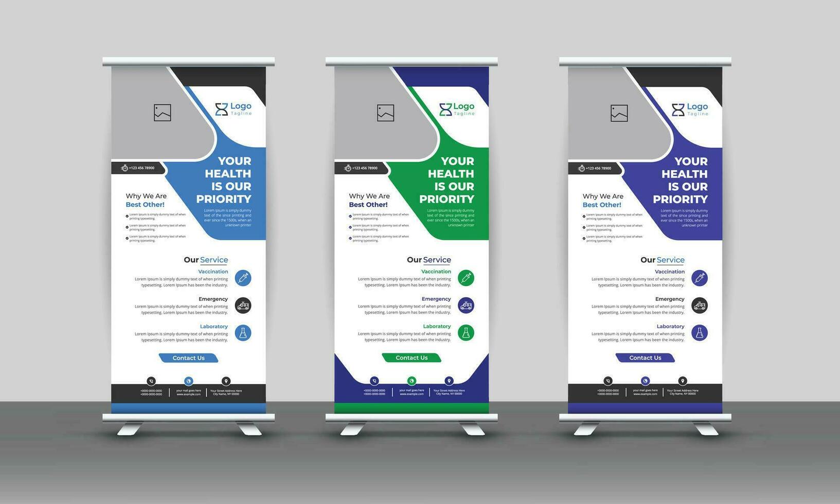 Medical Elegant Rollup Banner template bundle design vector