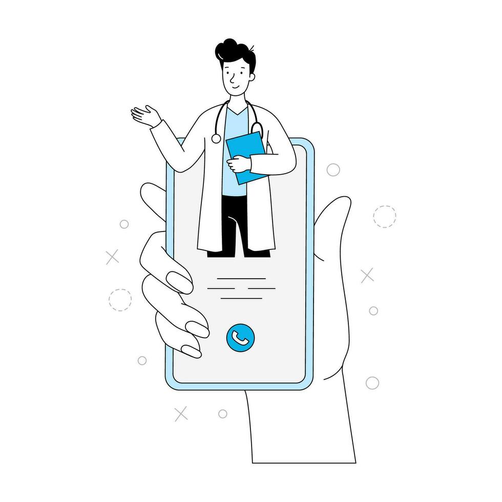 Online doctor, virtual medicine illustration. vector