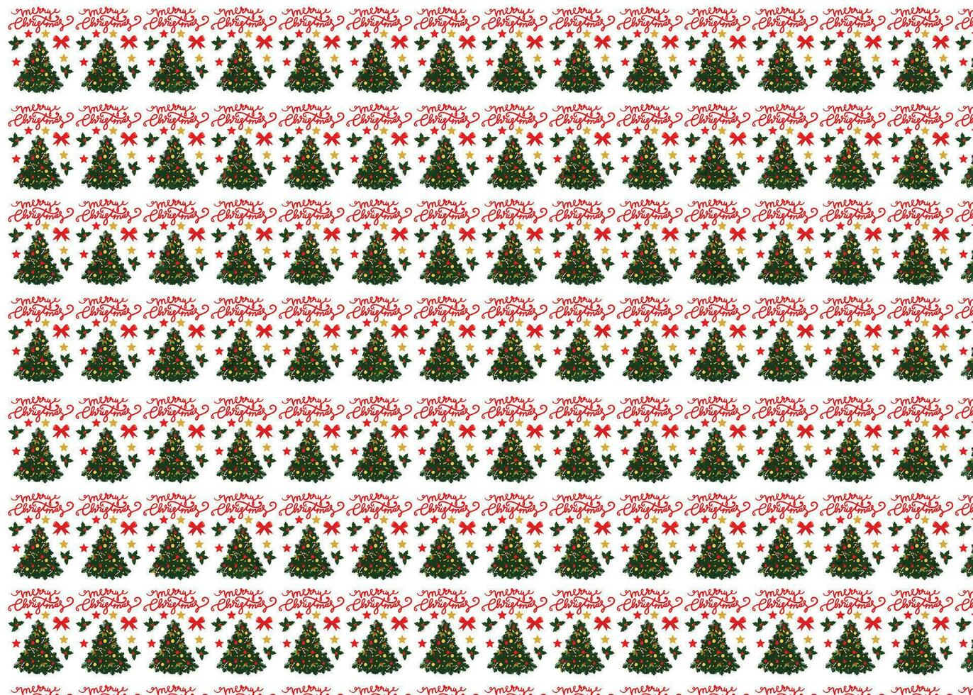 Amazing Christmas Wrapping Paper in Vector design. Christmas tree and text in design.