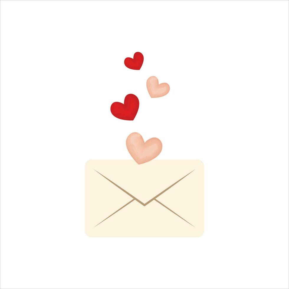 love letter with pink and red hearts vector illustration