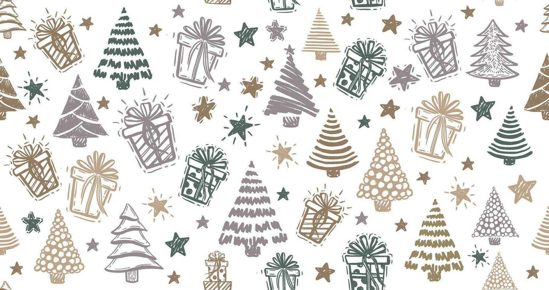 Christmas tree, New Year set, hand drawn illustrations. Vector. vector