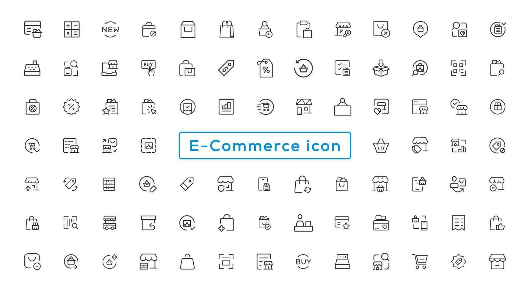 Set of Shopping icons. E-commerce icon collection. Online shopping thin line icons vector