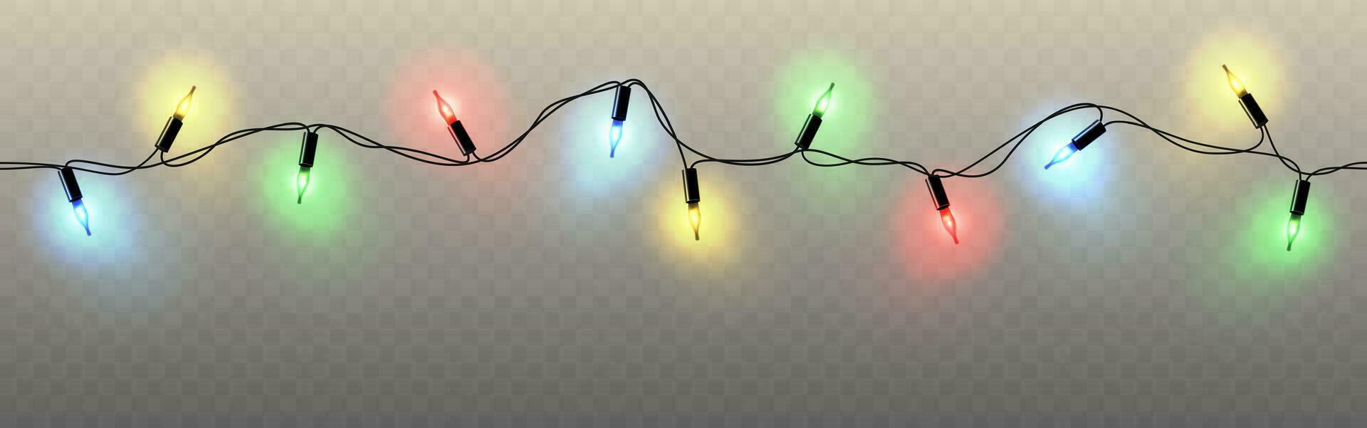 Multicolored Christmas tree realistic garland.  Vector illustration.