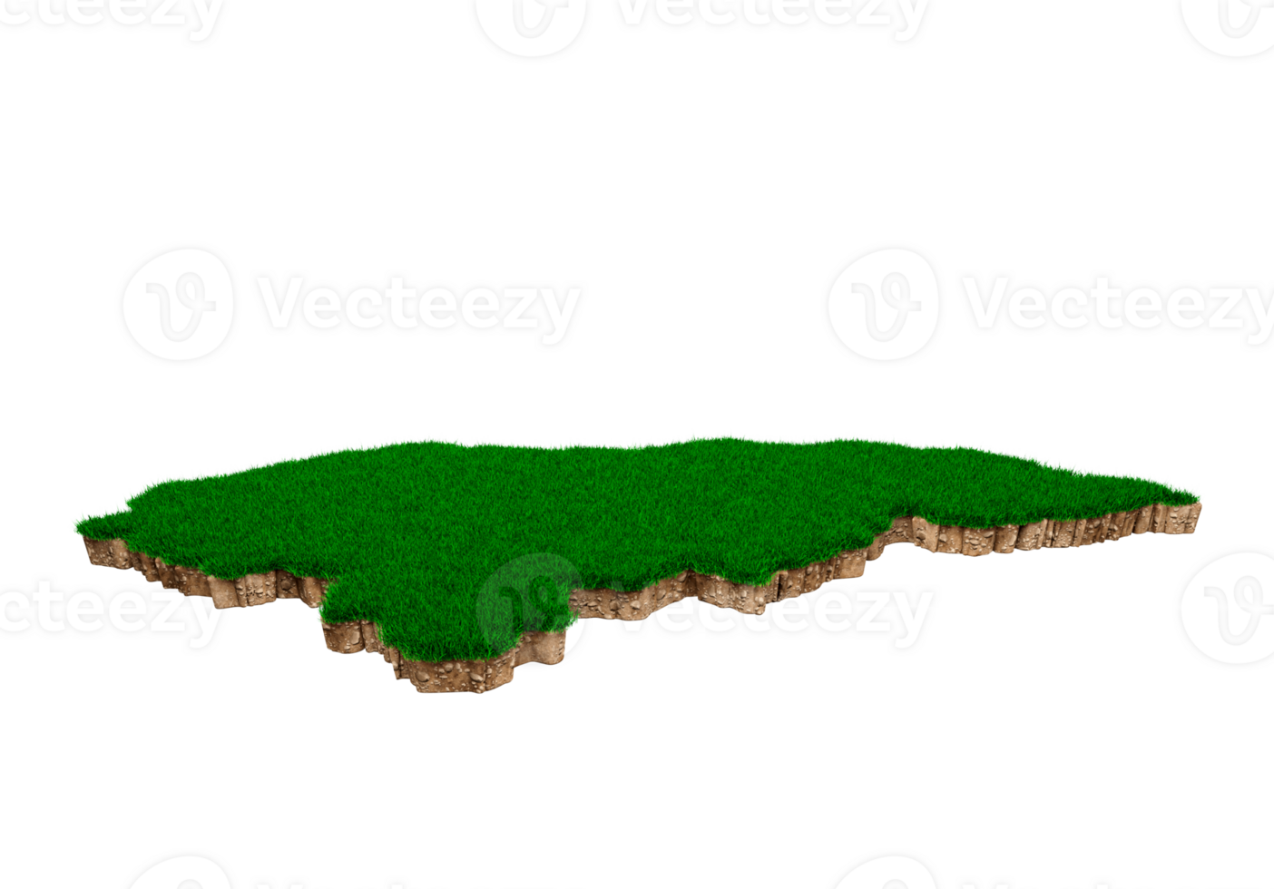 carte du honduras coupe transversale de la géologie des sols avec de l'herbe verte et de la texture du sol rocheux illustration 3d png