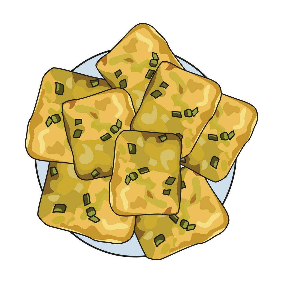 Mendoan or fried tempeh vector illustration, suitable for sticker and graphic design elements