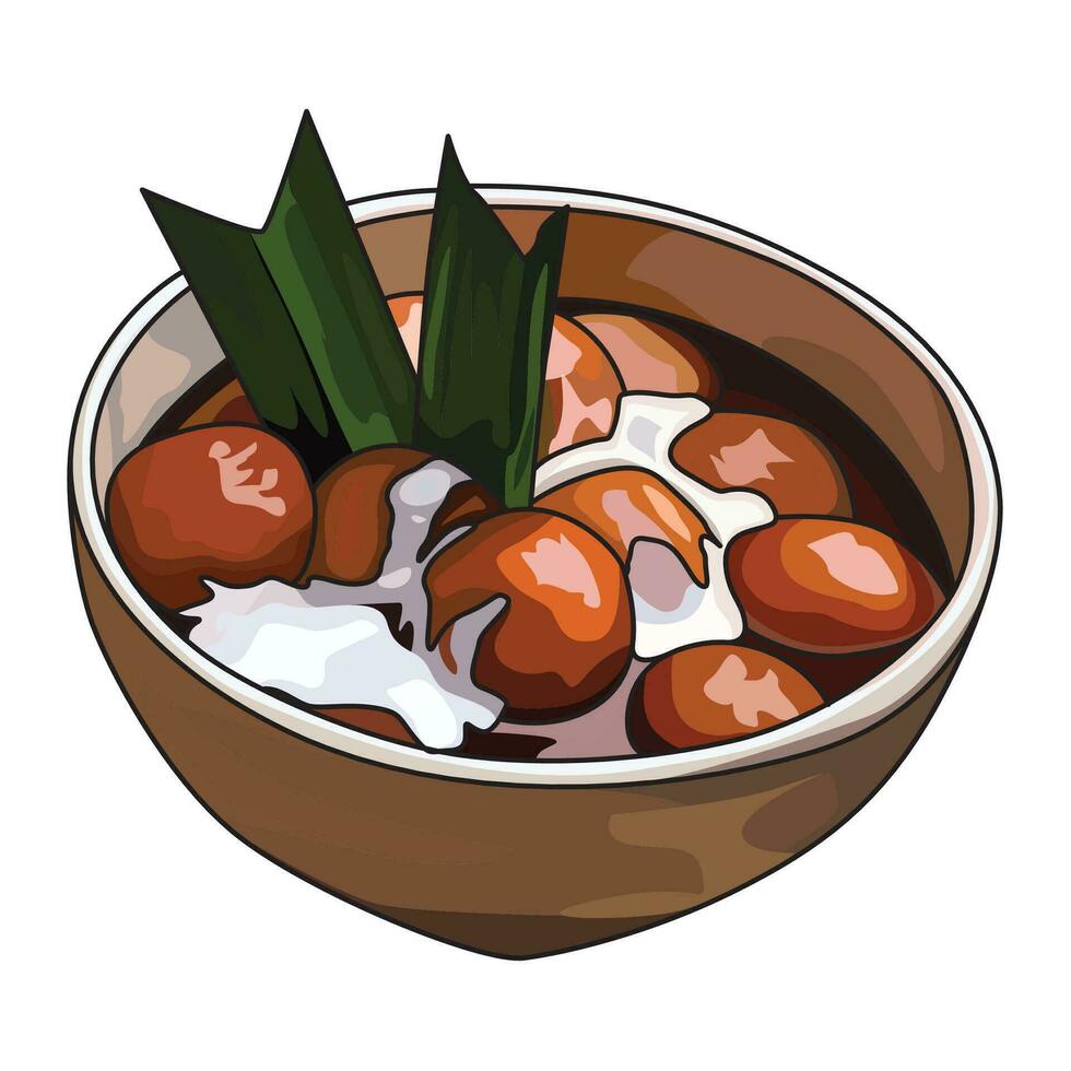 Kolak Candil is traditional dessert from Indonesian vector illustration, suitable for sticker and graphic design elements