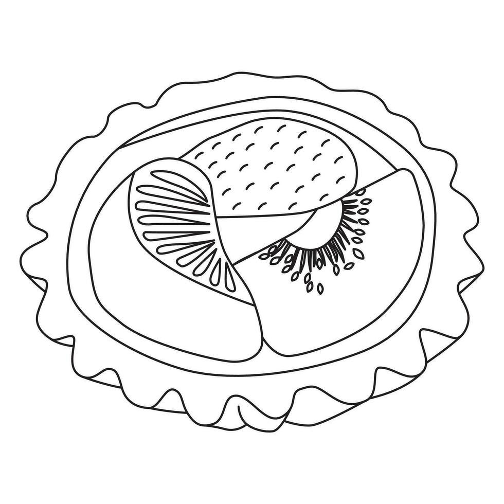 Fruit Pie outline vector illustration