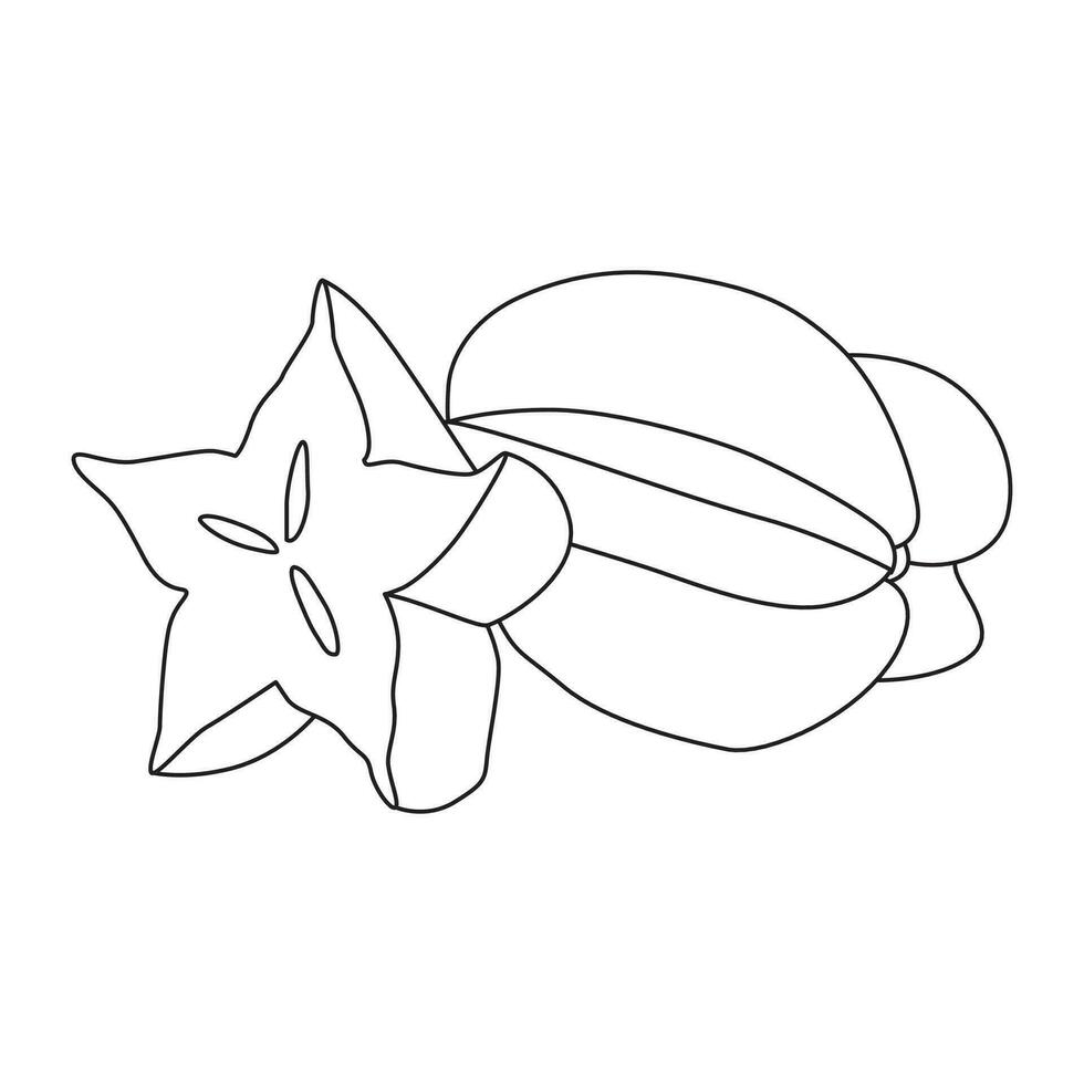 Star fruit outline vector illustration, suitable for coloring book, icon, logo and graphic design elements