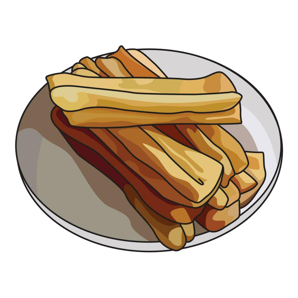 Cakwe is traditional snack from Indonesia vector illustration, suitable for sticker and graphic design elemenrs
