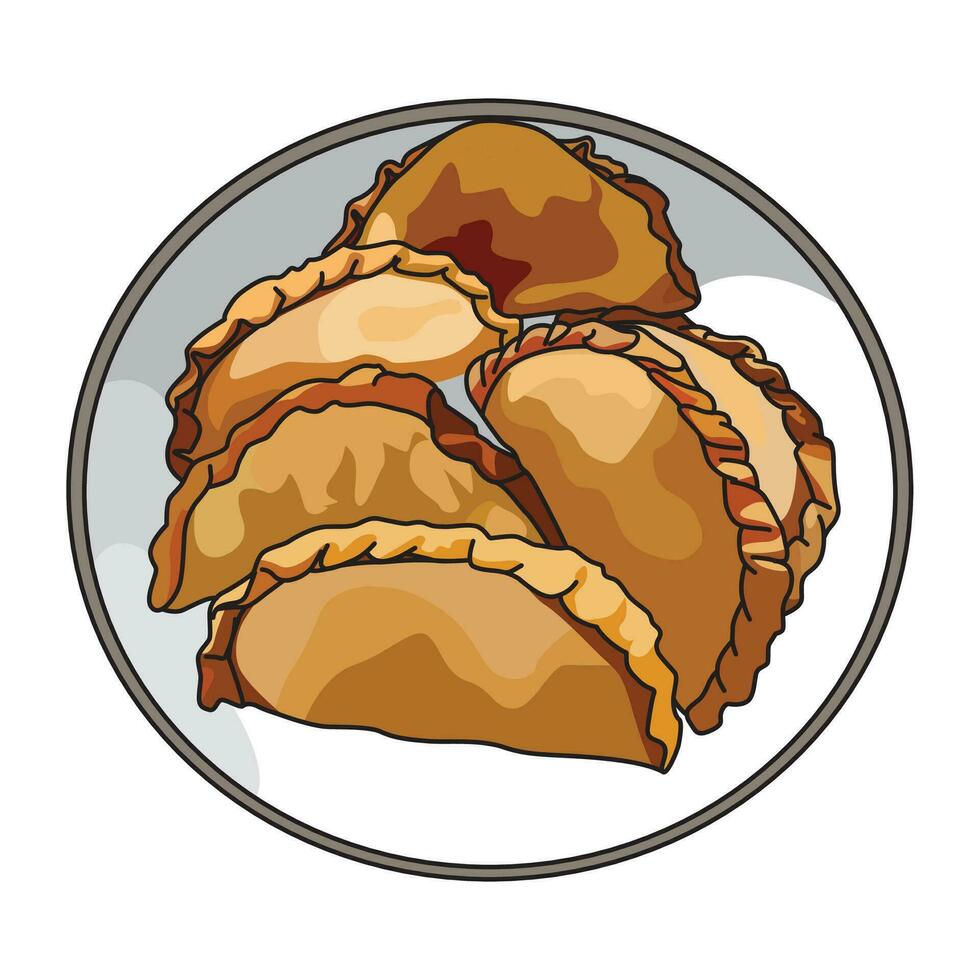 Fried pastel is traditional snack from Indonesia vector
