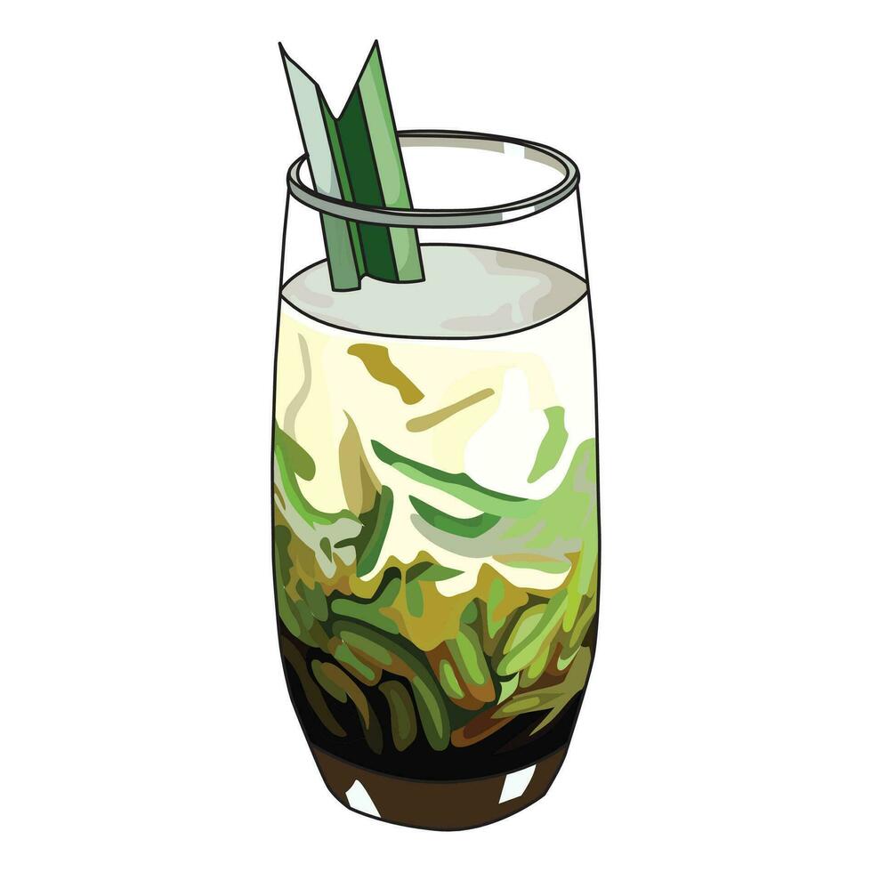 ice dawet is traditional drink from Indonesian vector llustration, suitable for sticker and graphic design elements