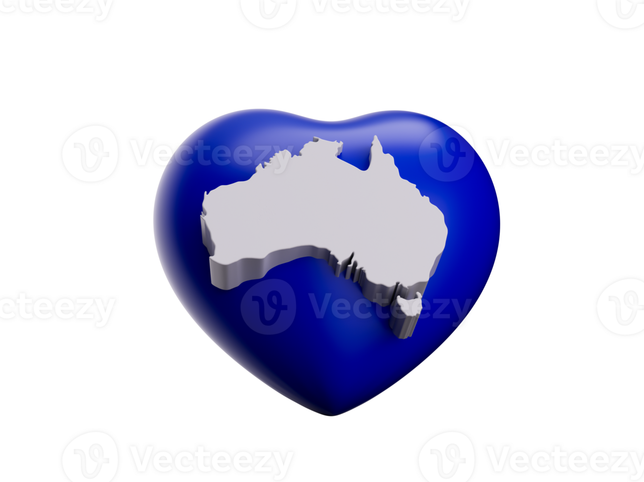 3d Blue Heart With 3d White Map Of Australia , 3d Illustration png