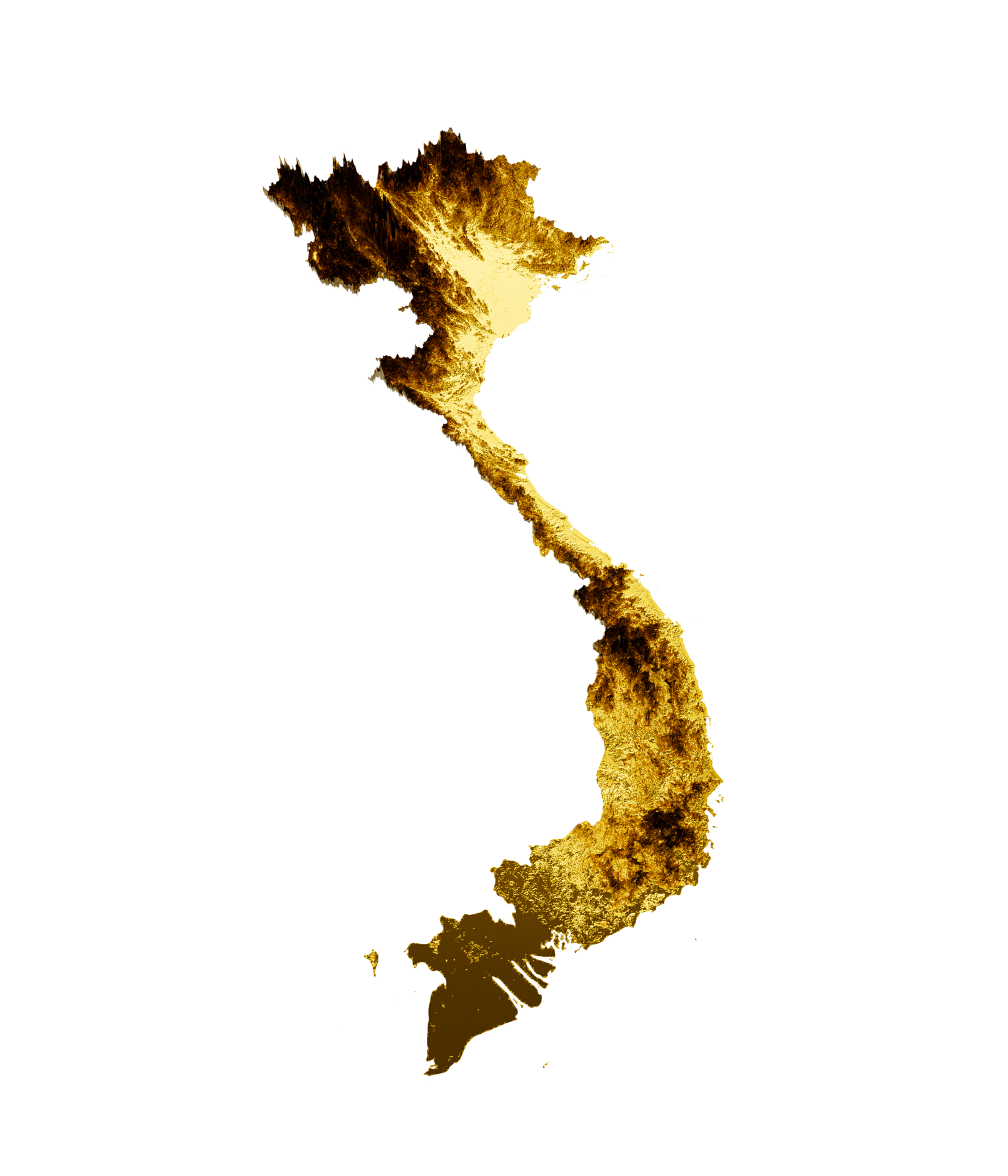 Vietnam Map Golden metal Color Height map 3d illustration 35144081 PNG