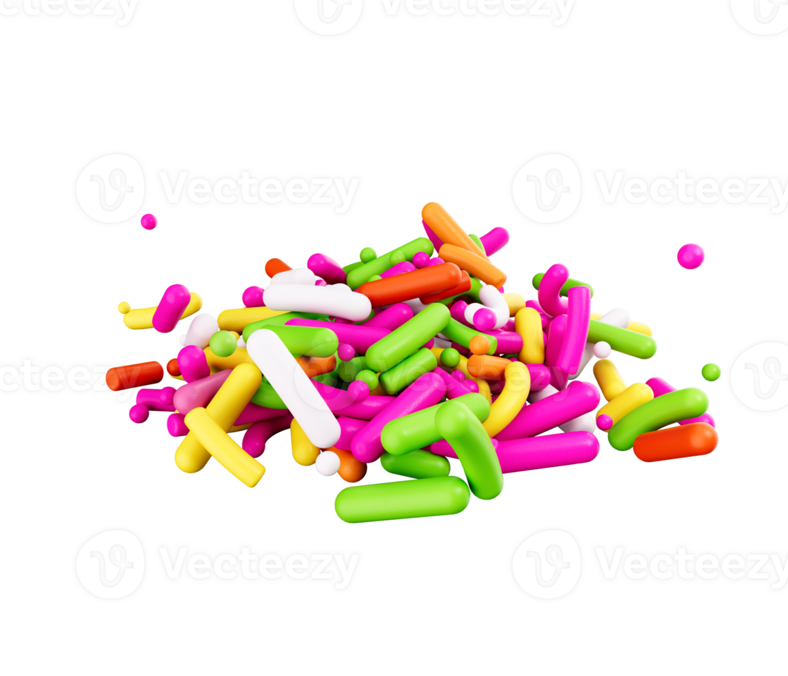 3d Colorful Sugar Sprinkles, Decoration For Cake And Bakery 3d illustration png