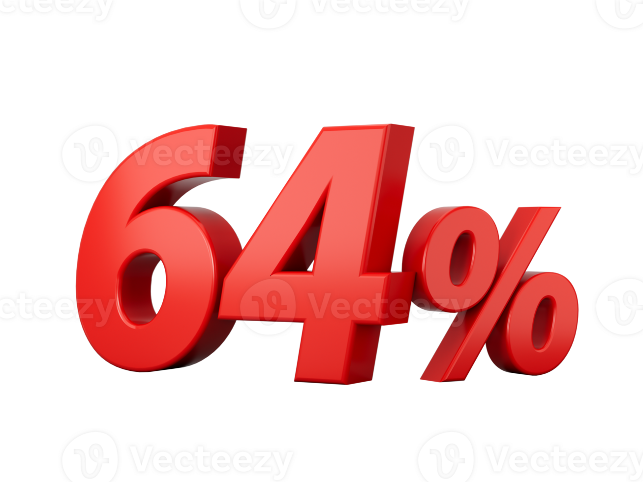 3d rood 64 procent zestig vier procent teken 3d illustratie png