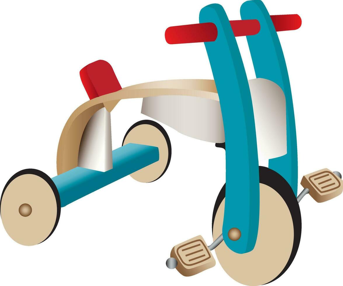 Wooden toy tricycle vector