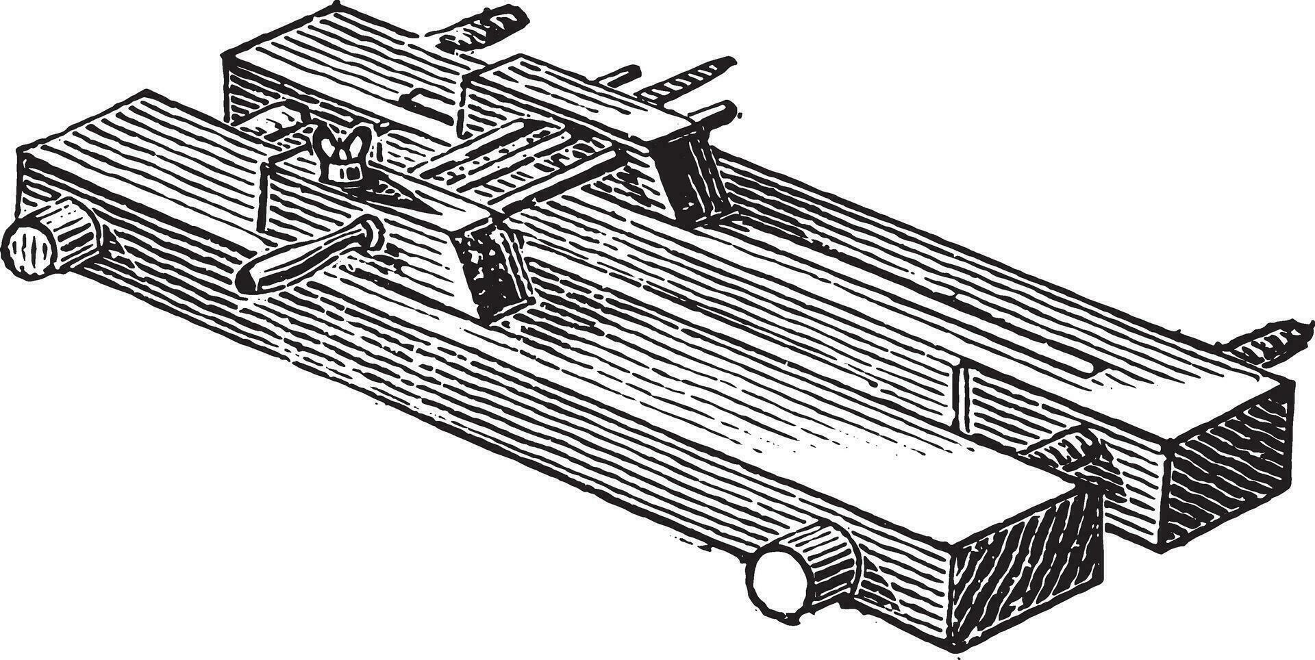 de madera prensa para guarnición, Clásico grabado. vector