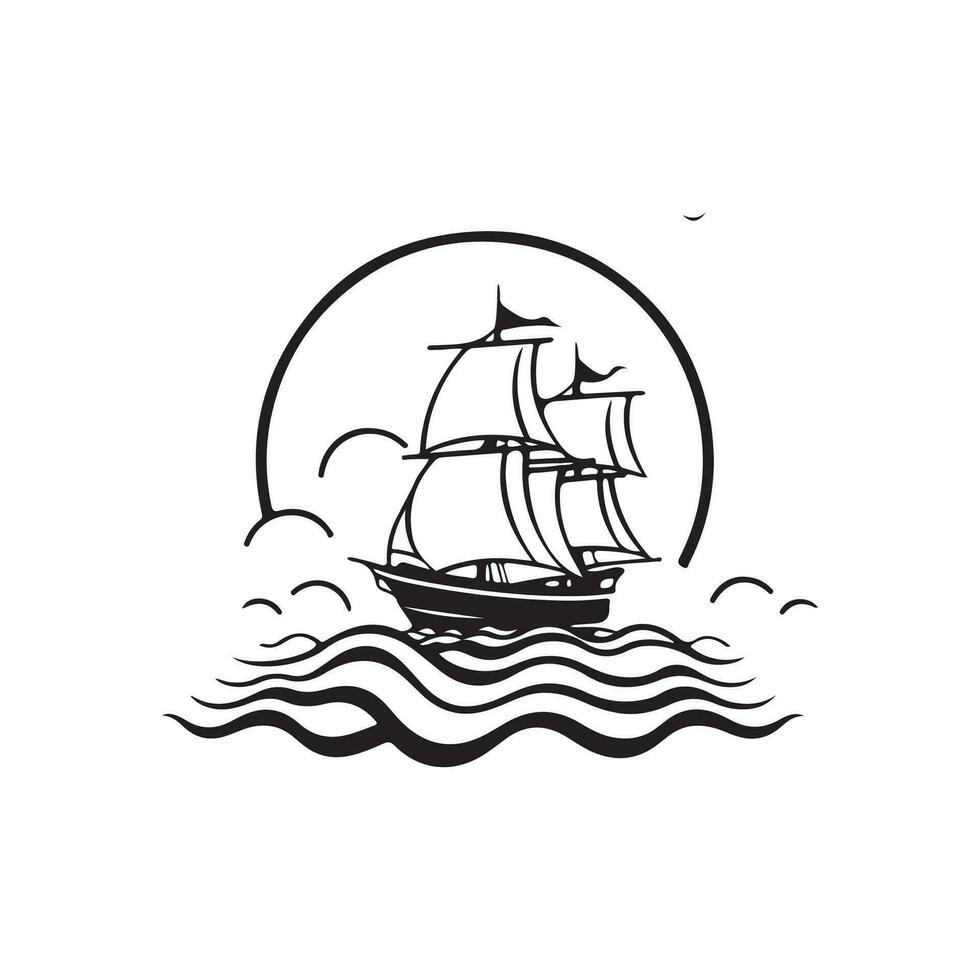 Ship Sailboat Logo Vector, Illustration Of a Sailboat vector