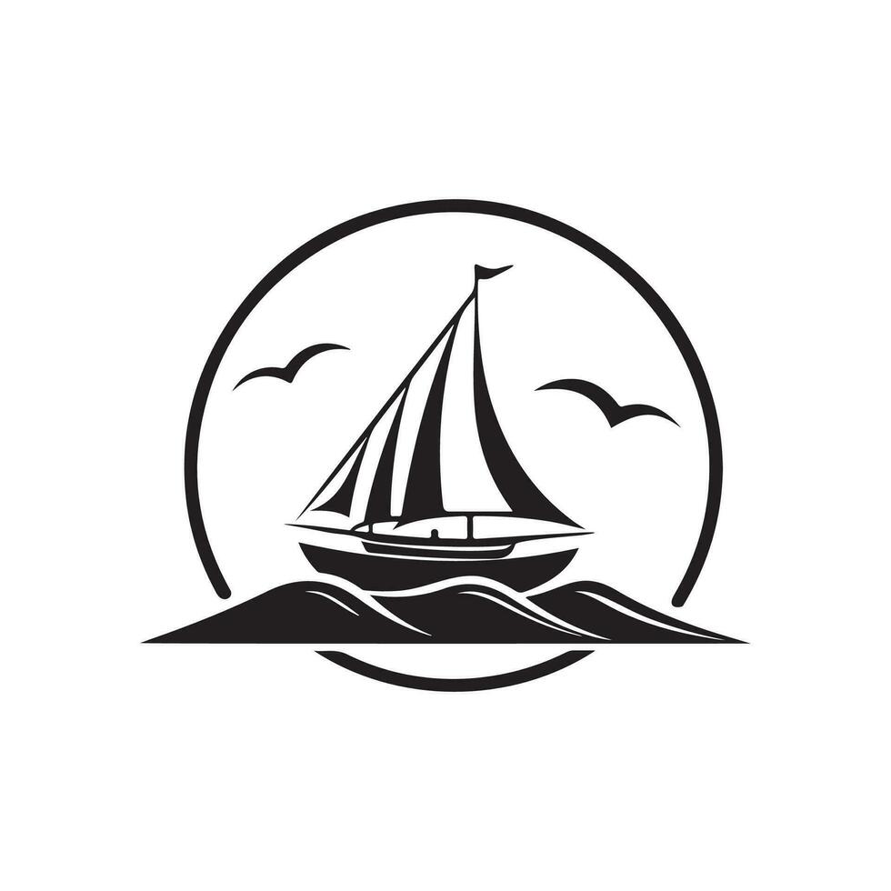Ship Sailboat Logo Vector, Illustration Of a Sailboat vector
