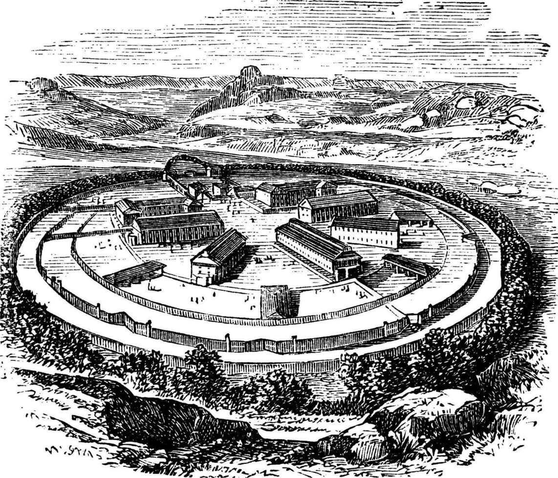 Dartmoor Prison in England, United Kingdom, vintage engraving vector