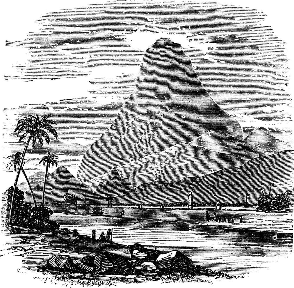 Comorin Peak in Kanyakumari, Tamil Nadu, India, vintage engraving vector