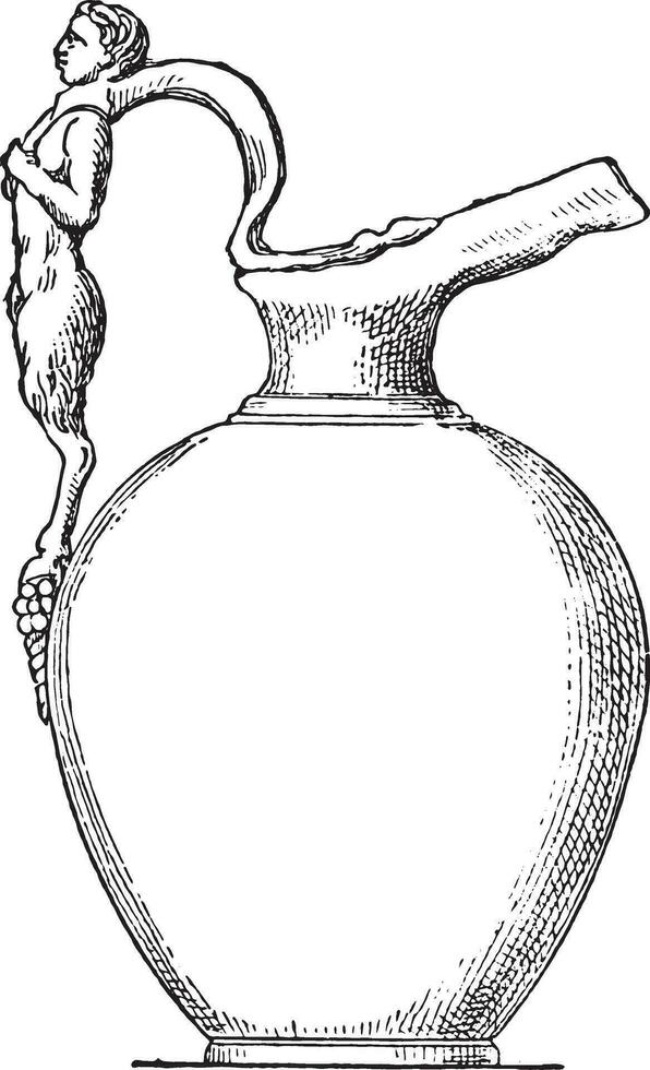 Vase to holding oil, vintage engraving. vector